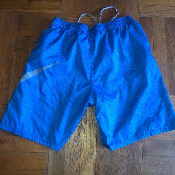 Nike Board Shorts Men's Large Blue Swin Trunks Gray Mesh Polyester EUC - Picture 4 of 6